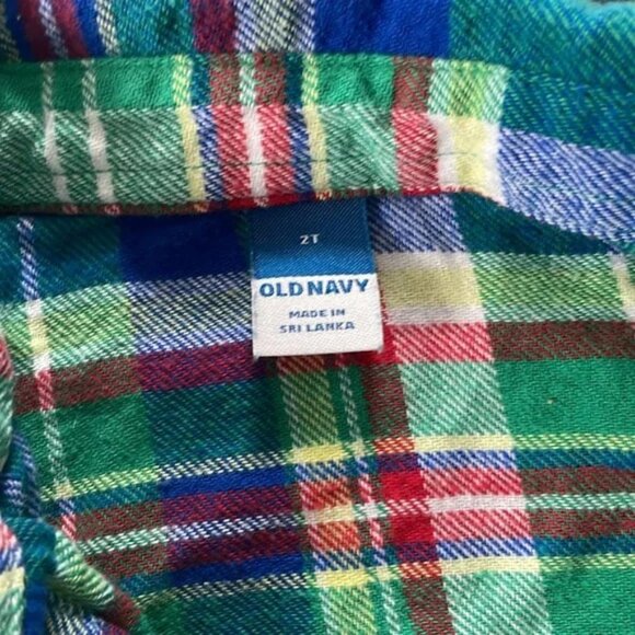 Plaid Old Navy Kids Shirt - Green and Blue - Picture 3 of 4